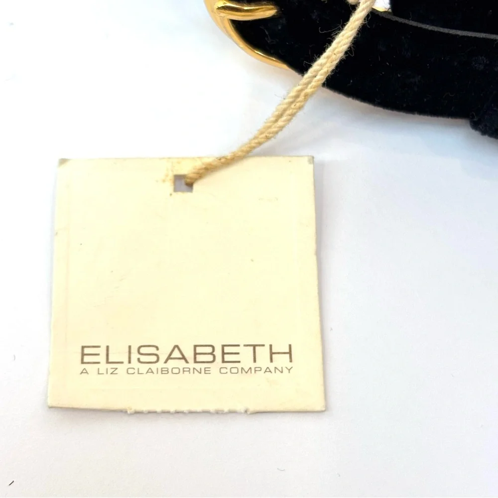Vtg. Elisabeth Liz Claiborne Black Velvet Belt Gold Buckle Size 3X (22-24) NEW